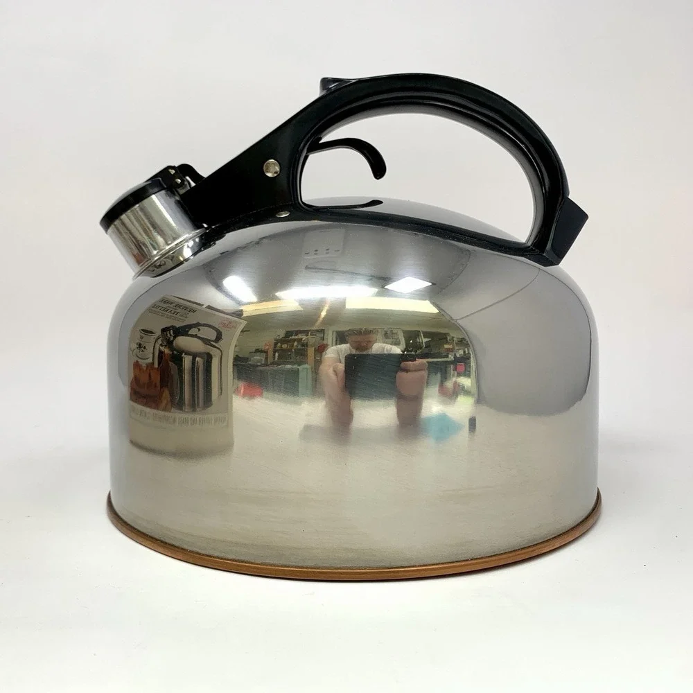 Revere Ware 3.5 Qt Whistling Tea Kettle #3501 Copper Bottom Rome NY 1970s NEW